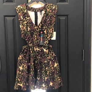 NWT Vogue Macy’s Dress camouflage print A Line Cut out sides Dress Size SMALL